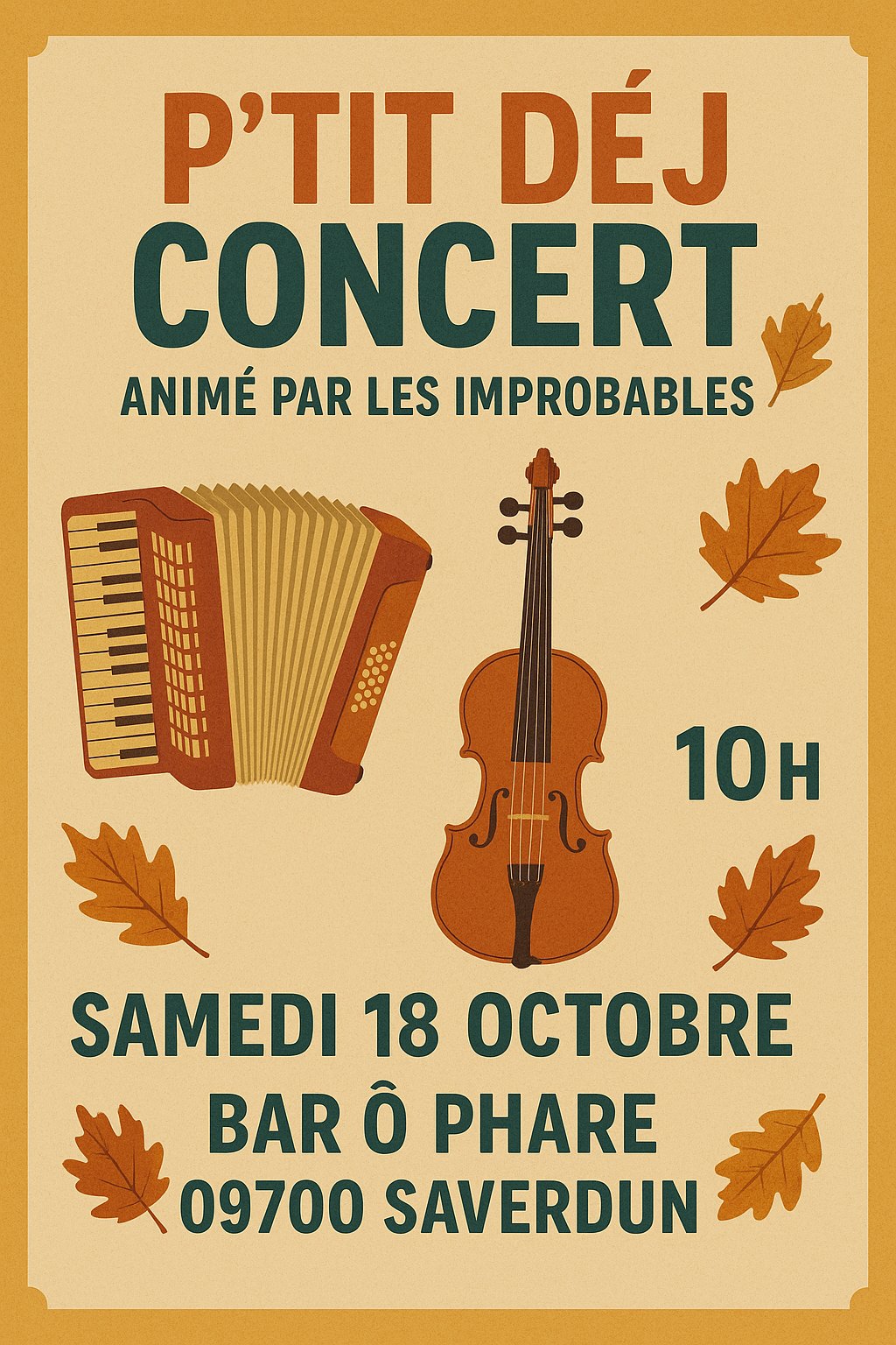 Petit-déjeuner concert - Le cinéma - École de Musique des Portes d'Ariège au Bar O Phare Saverdun